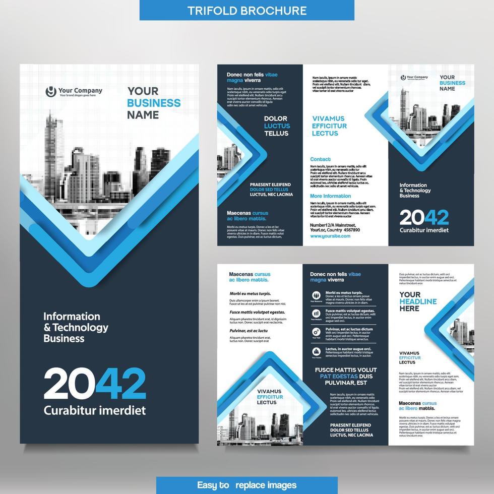 modello di brochure aziendale in layout ripiegabile. opuscolo di corporate design con immagine sostituibile. vettore