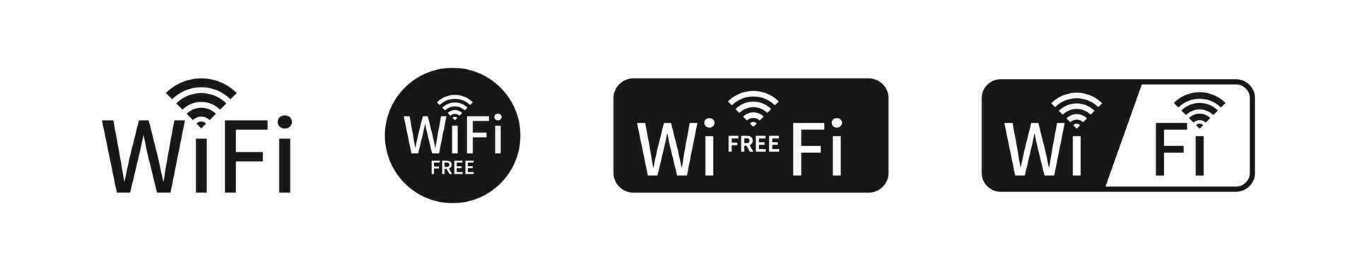 gratuito Wi-Fi zona icona. senza fili punto di accesso simbolo. pubblico Rete segni. Collegare a disposizione simboli. mobile Internet icone. nero colore. vettore cartello.