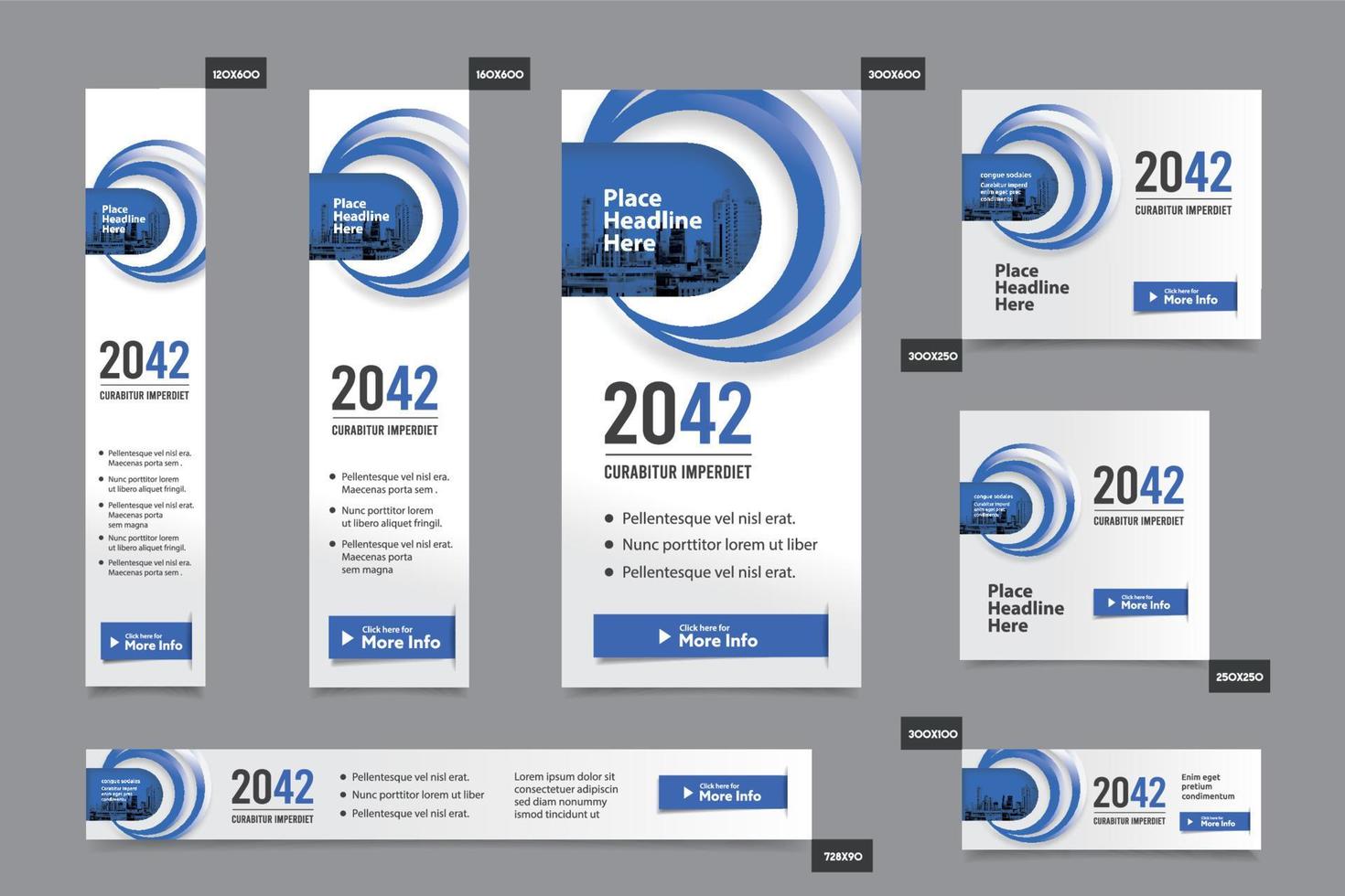 sfondo della città modello di banner web aziendale in più dimensioni. facile da adattare a brochure, relazioni annuali, riviste, poster, mezzi pubblicitari aziendali, volantini, siti web. vettore