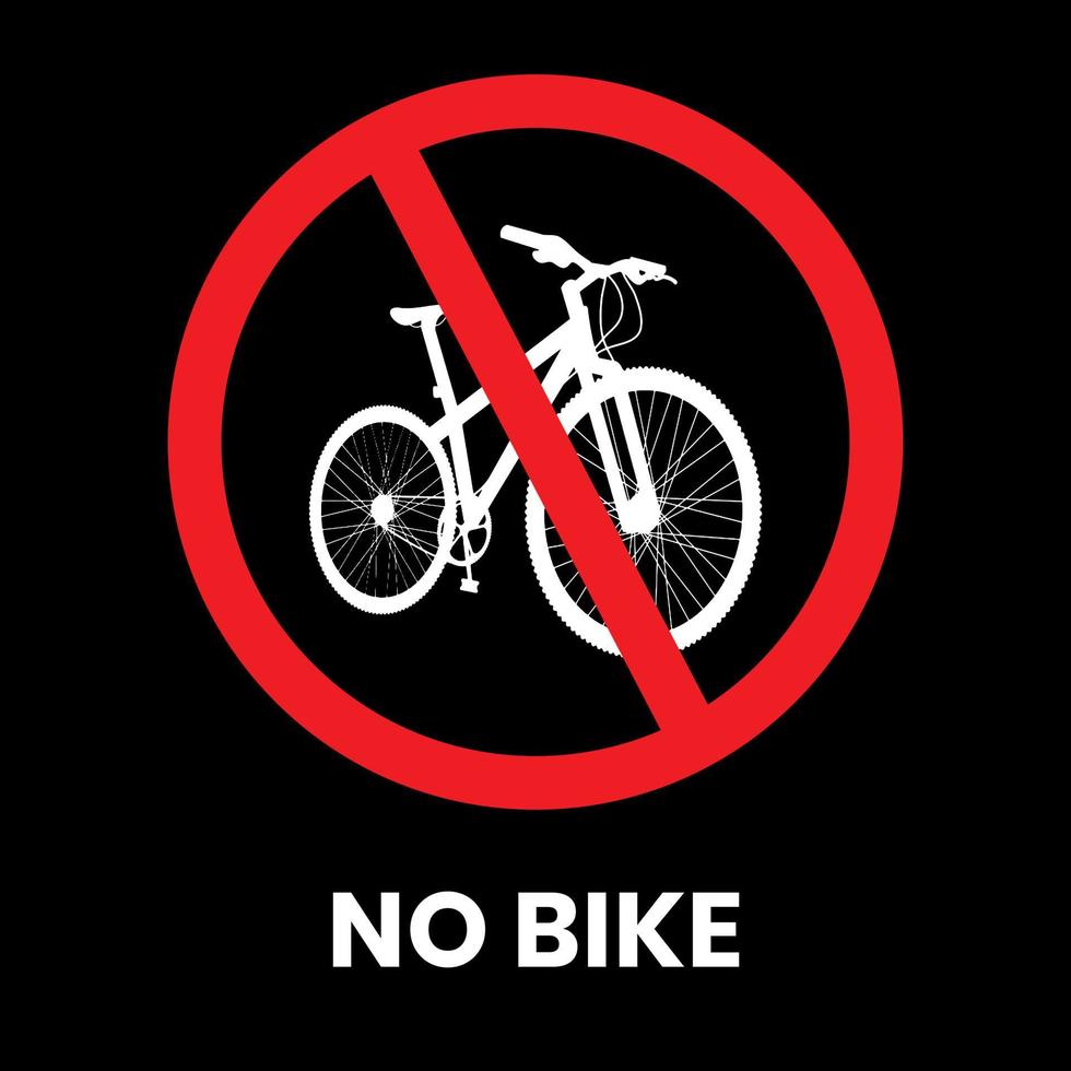 Nessun segno di traffico per biciclette in entrata adesivo con iscrizione di testo su sfondo isolato vettore