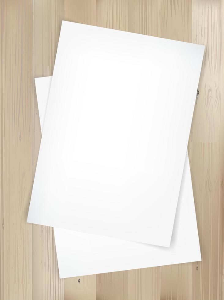 foglio di carta bianco su fondo di struttura di legno. vettore. vettore