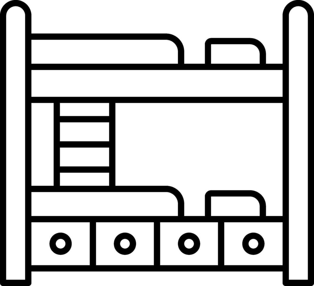 icona della linea del letto a castello vettore