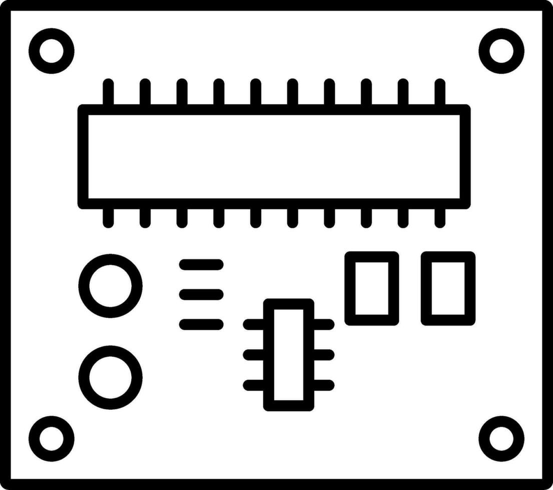 icona della linea della scheda PCB vettore