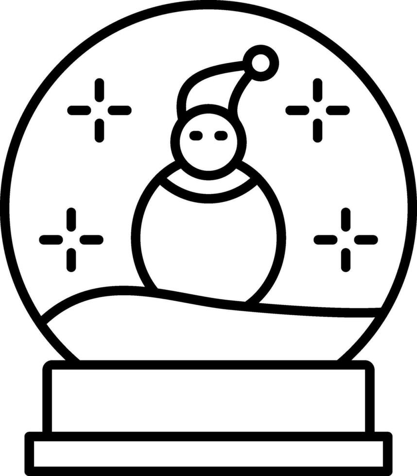 icona della linea del globo di neve vettore
