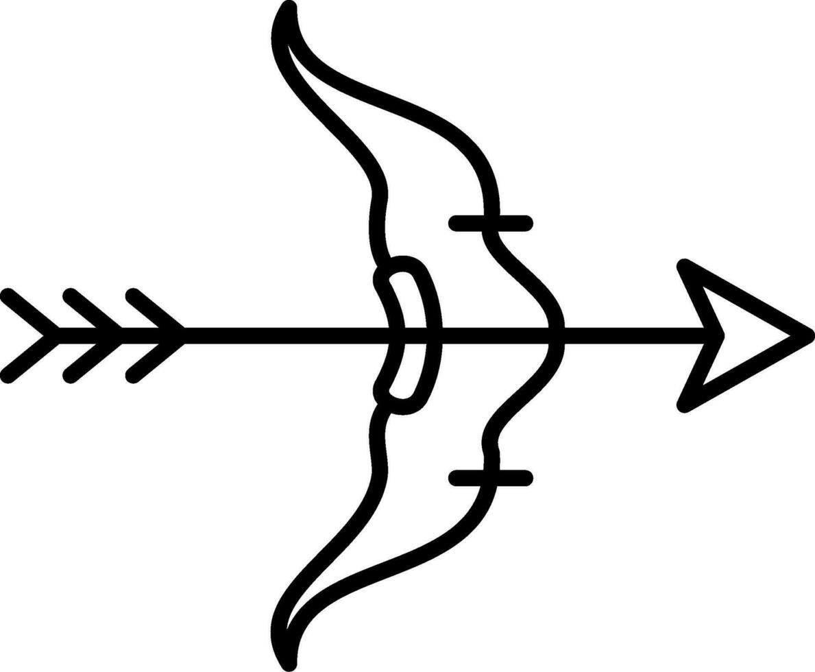 arco e freccia linea icona vettore