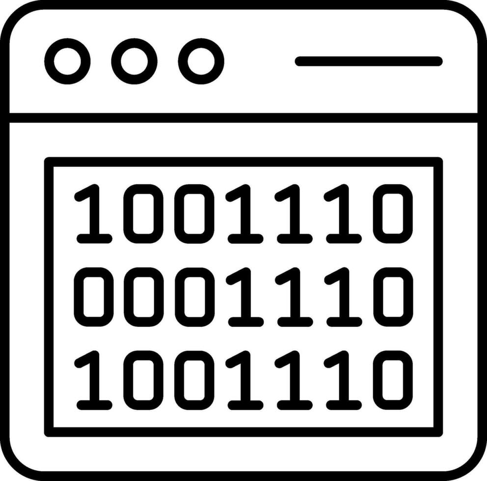 icona della linea di codice binario vettore