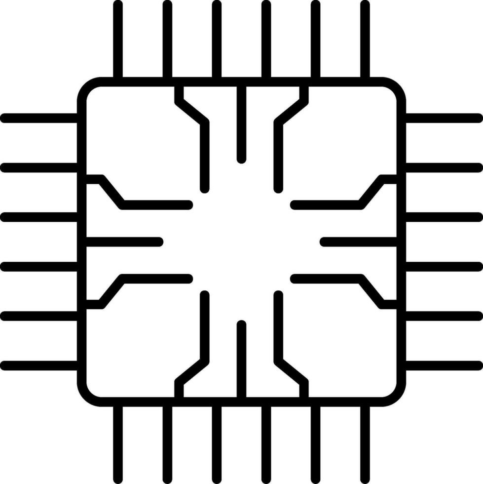 icona della linea di chip vettore