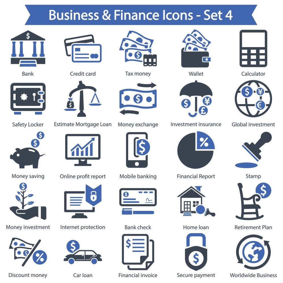 affari e finanza set 4 vettore