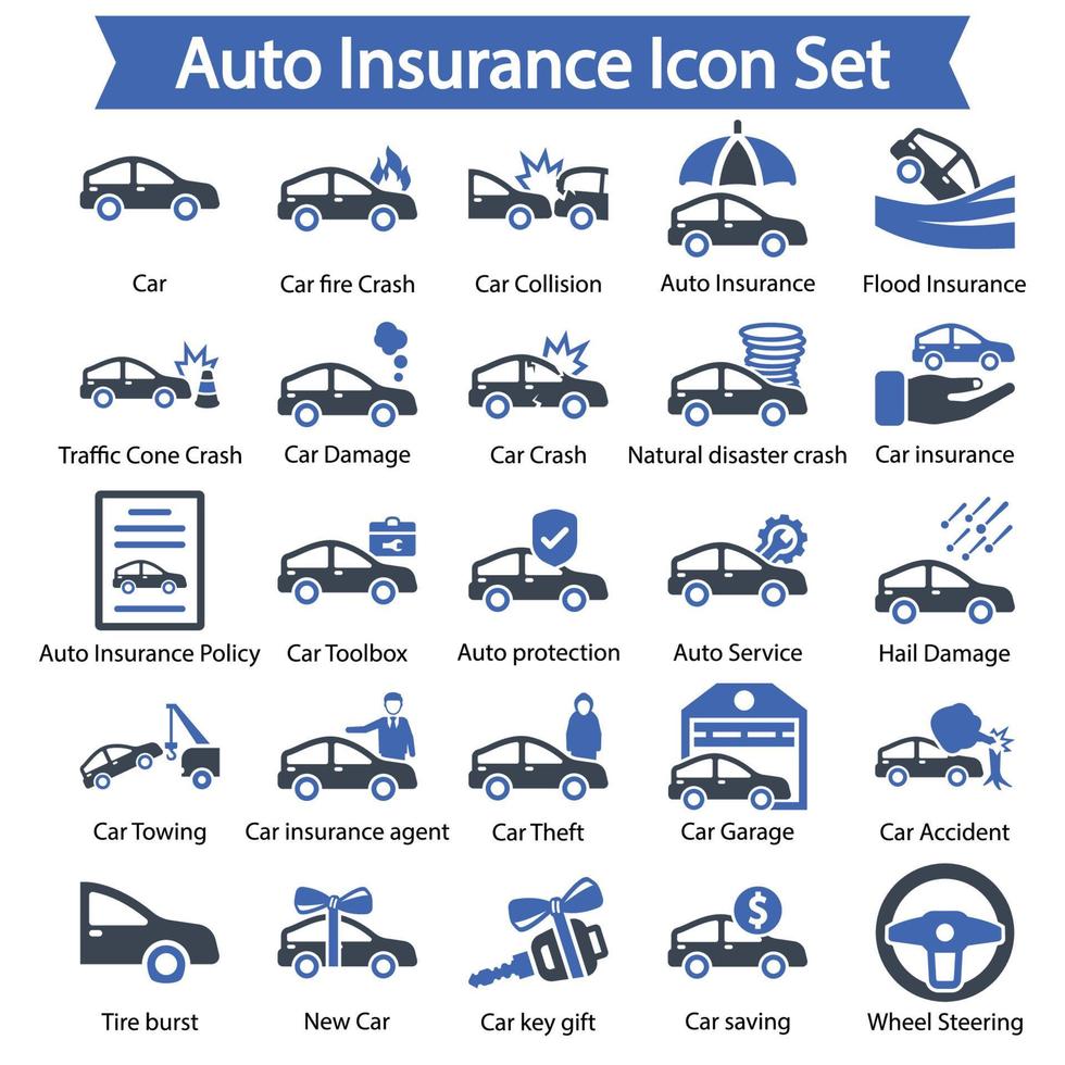 set di icone di assicurazione auto vettore