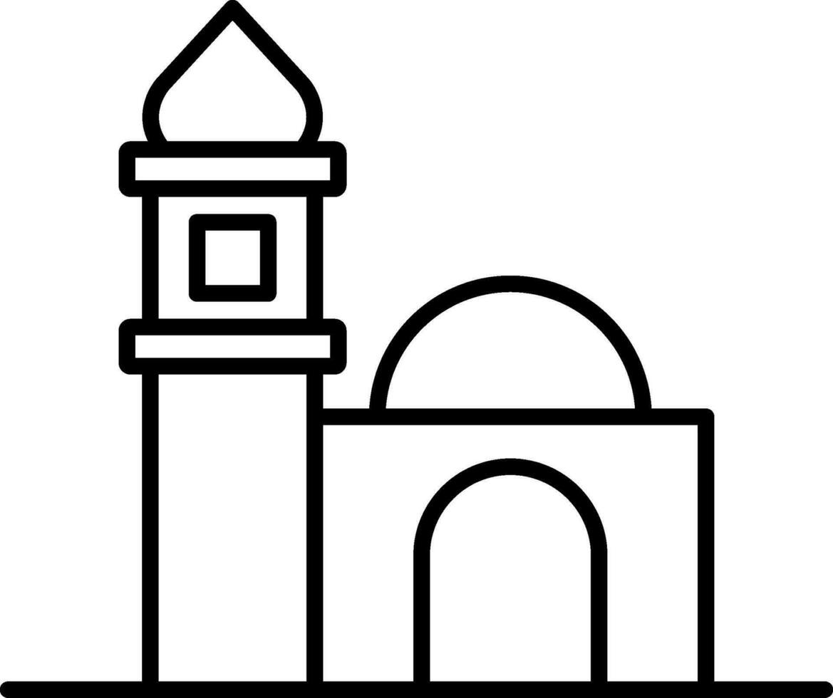 icona della linea della moschea vettore