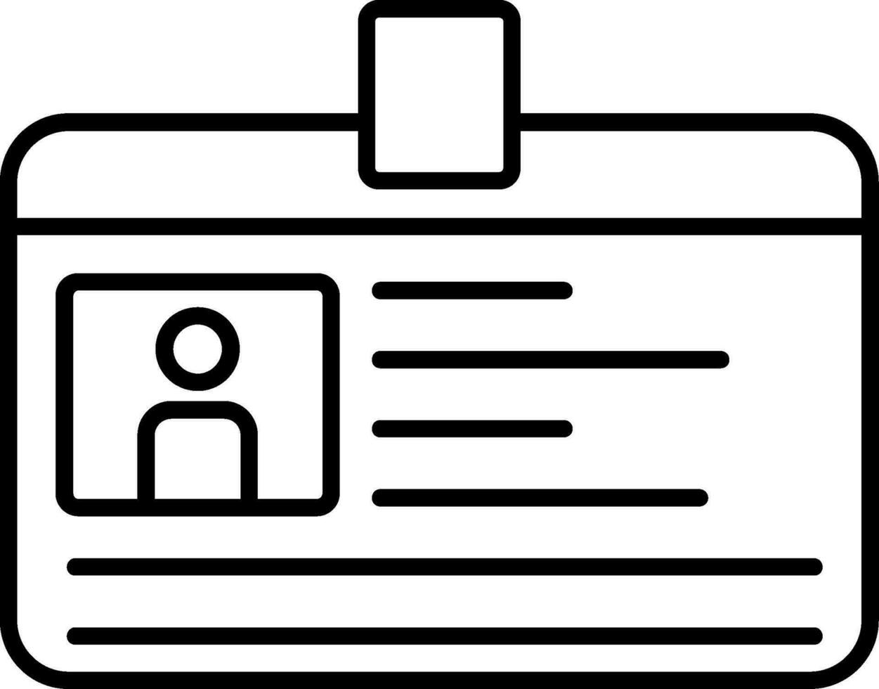 icona della linea della carta d'identità vettore