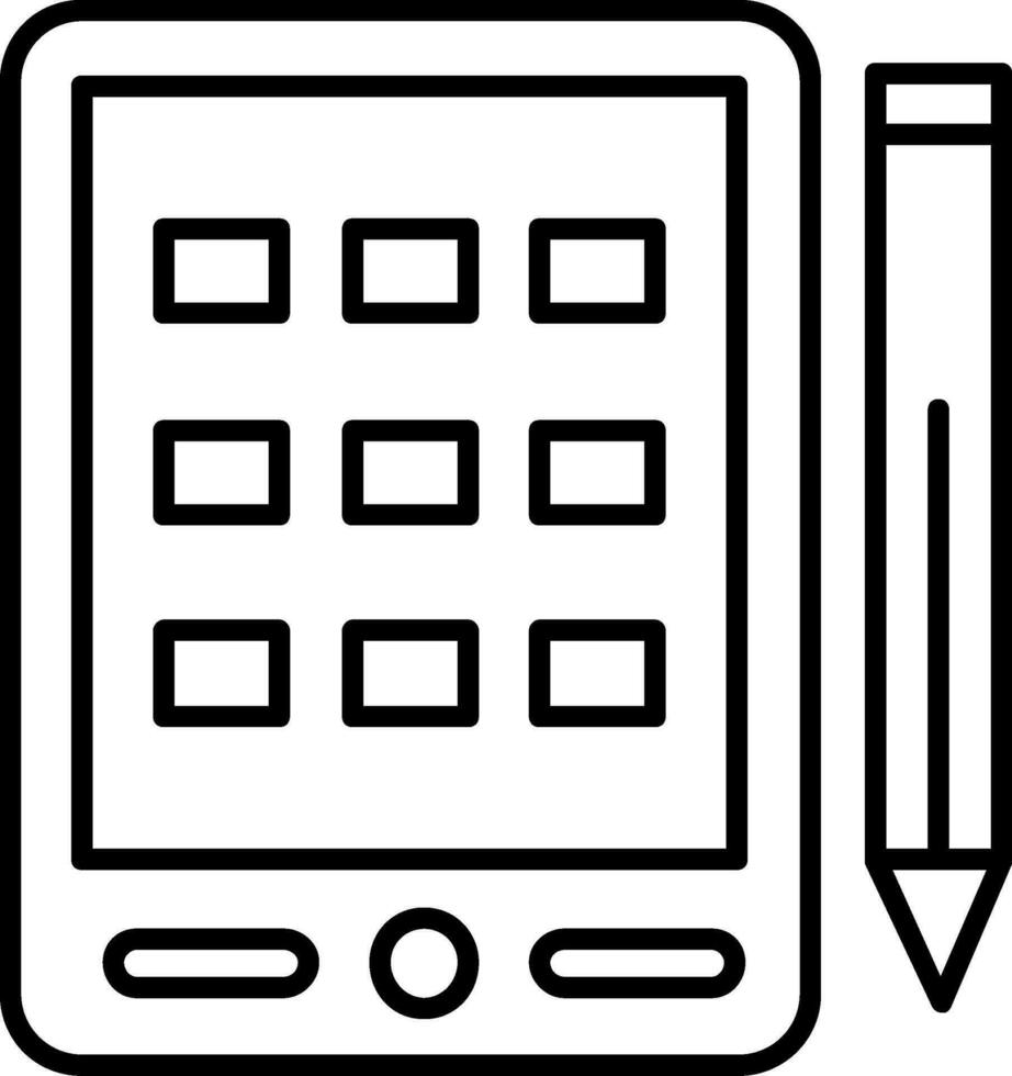 icona della linea della tavoletta da disegno vettore