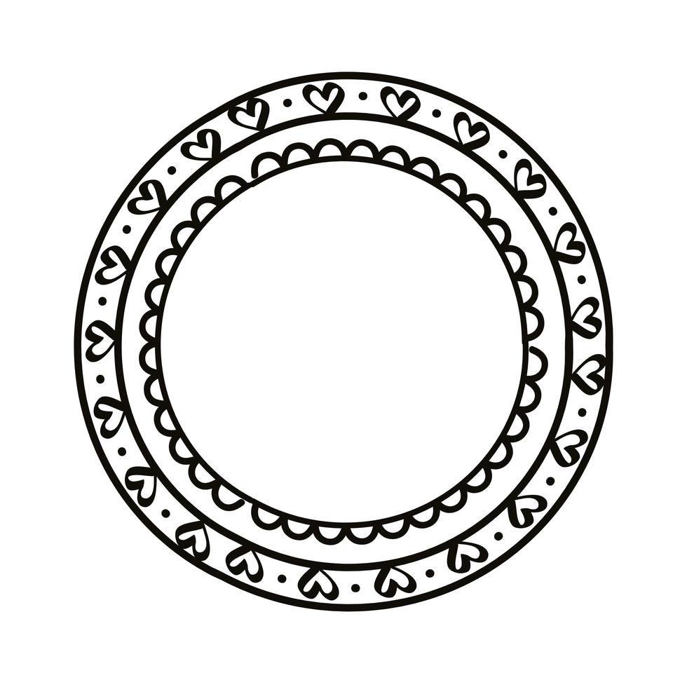 cornice di cuori disegnati circolari vettore