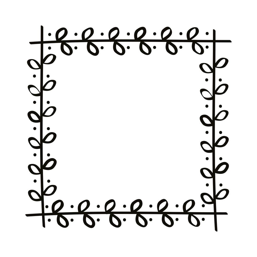 cornice di foglie disegnate quadrate vettore