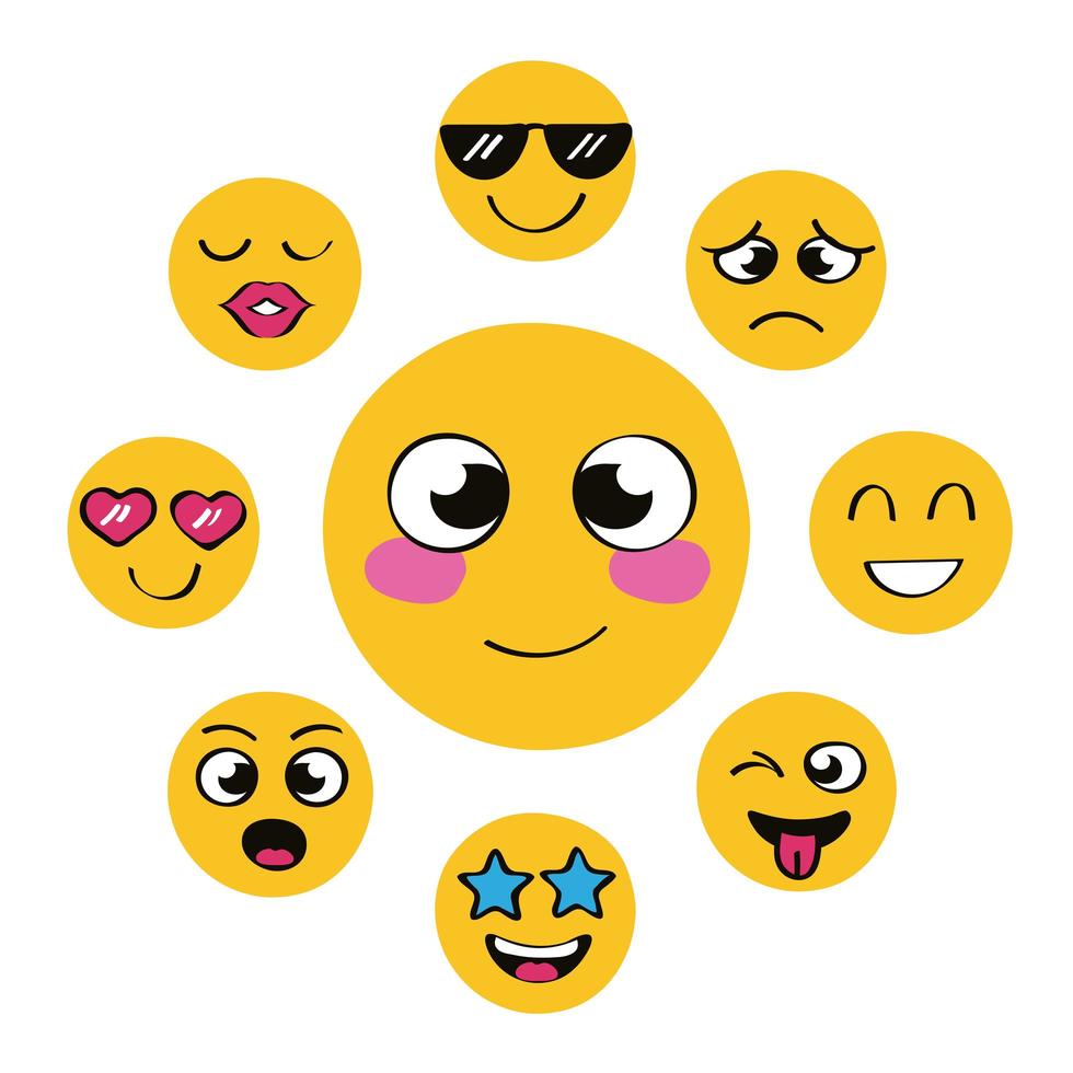 icone emoji in giro vettore