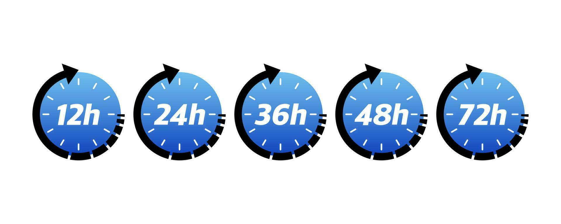 12, 24, 48 e 72 ore orologio freccia. vettore opera tempo effetto o consegna servizio tempo icone. vettore illustrazione