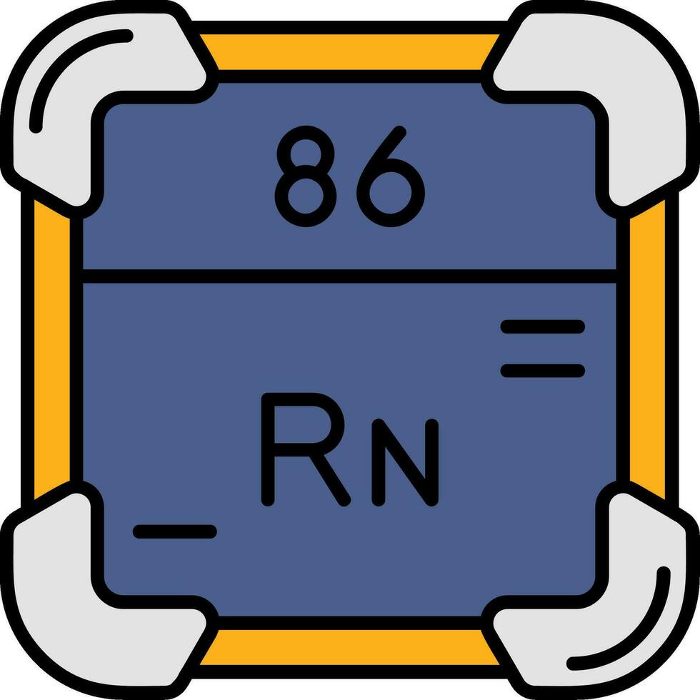 radon linea pieno icona vettore