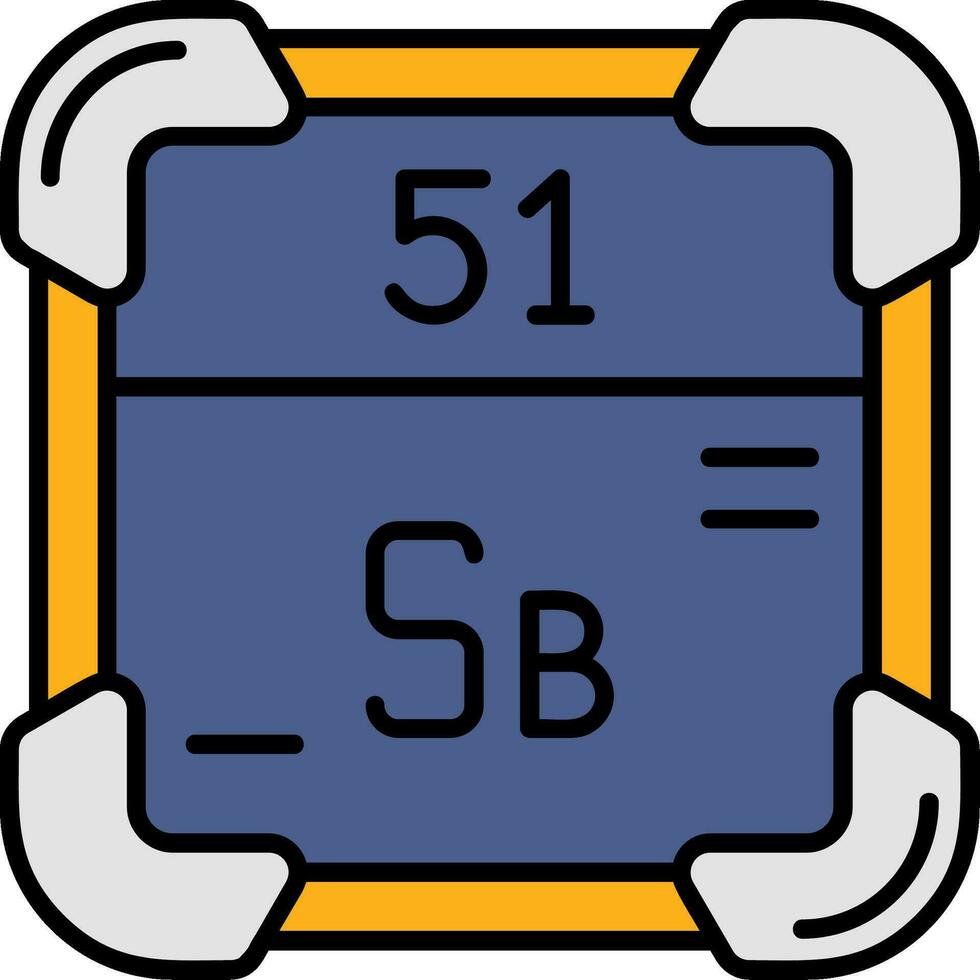 antimonio linea pieno icona vettore