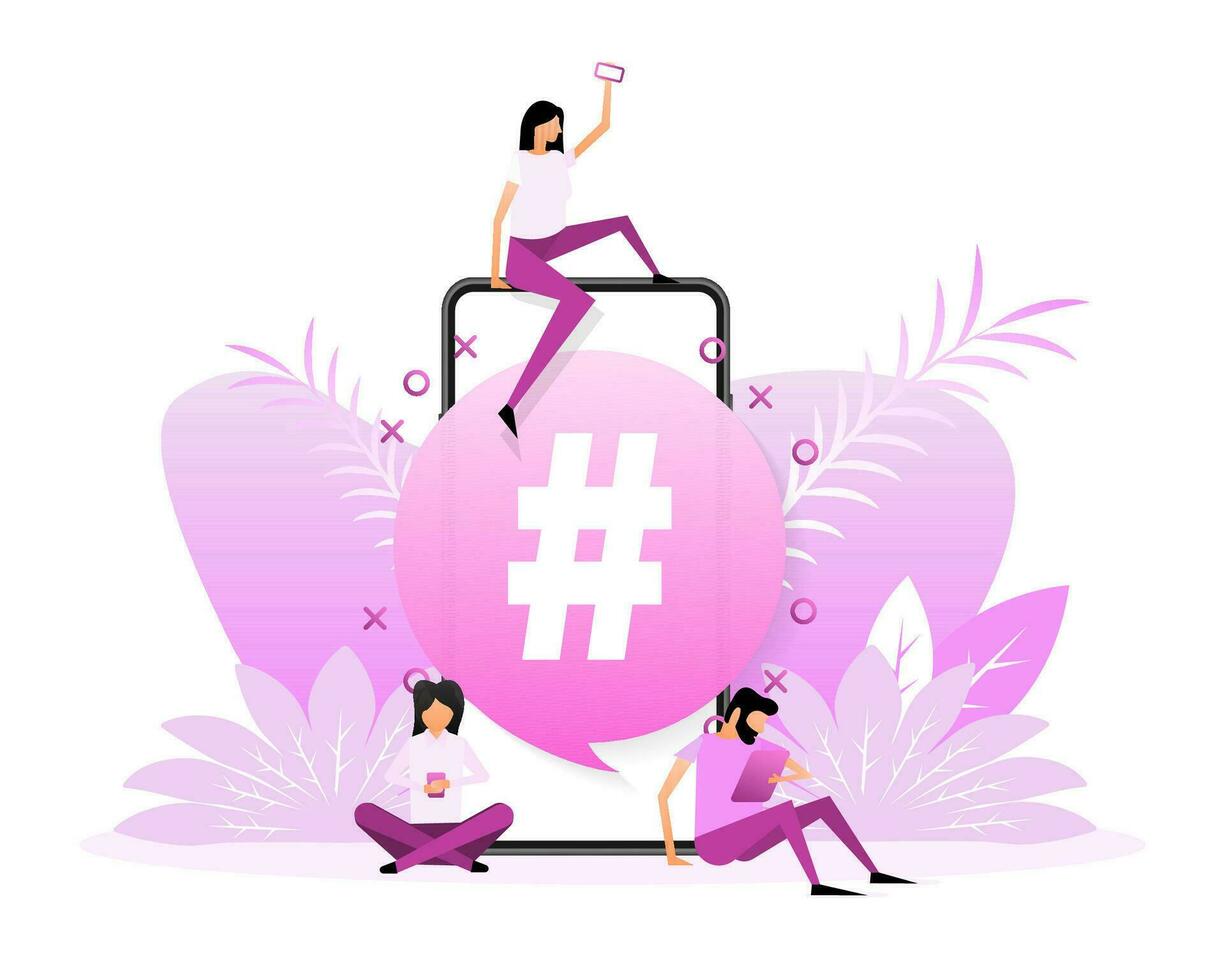 hashtag le persone, grande design per qualunque scopi. piatto vettore illustrazione. isometrico vettore