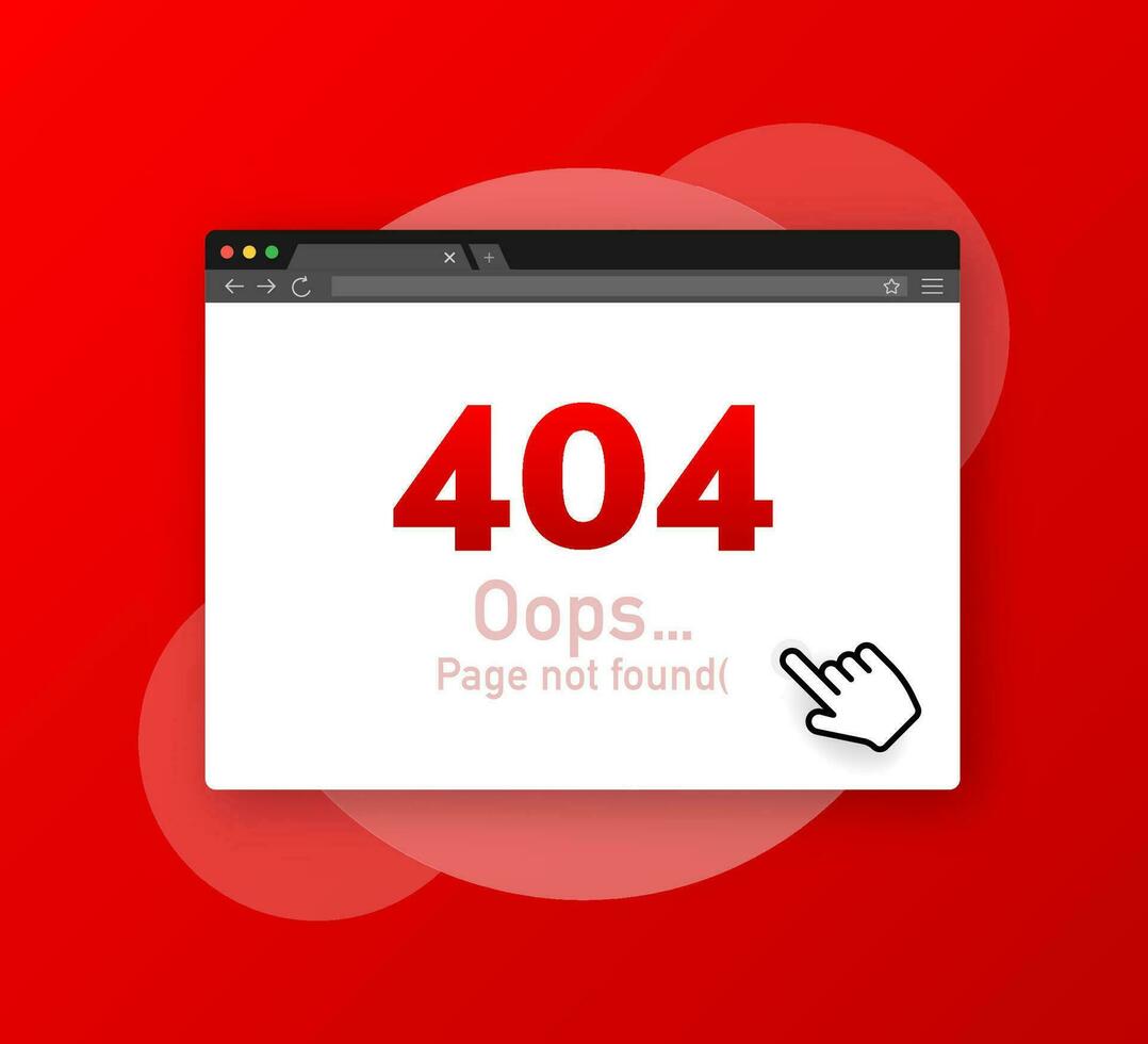 404 errore pagina non trovato isolato nel rosso sfondo. vettore illustrazione