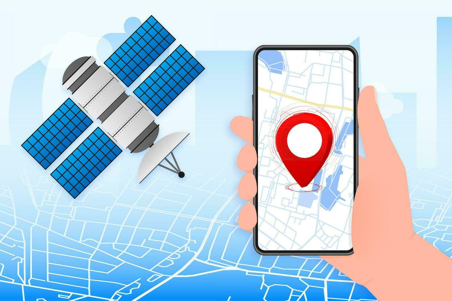 artificiale satelliti GPS. comunicazione, navigazione concetto. vettore illustrazione.