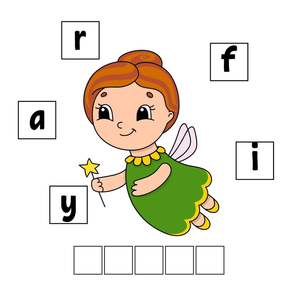 puzzle di parole. foglio di lavoro per lo sviluppo dell'istruzione. gioco di apprendimento per bambini. pagina delle attività. puzzle per bambini. indovinello per la scuola materna. semplice illustrazione vettoriale piatto isolato in stile cartone animato carino.