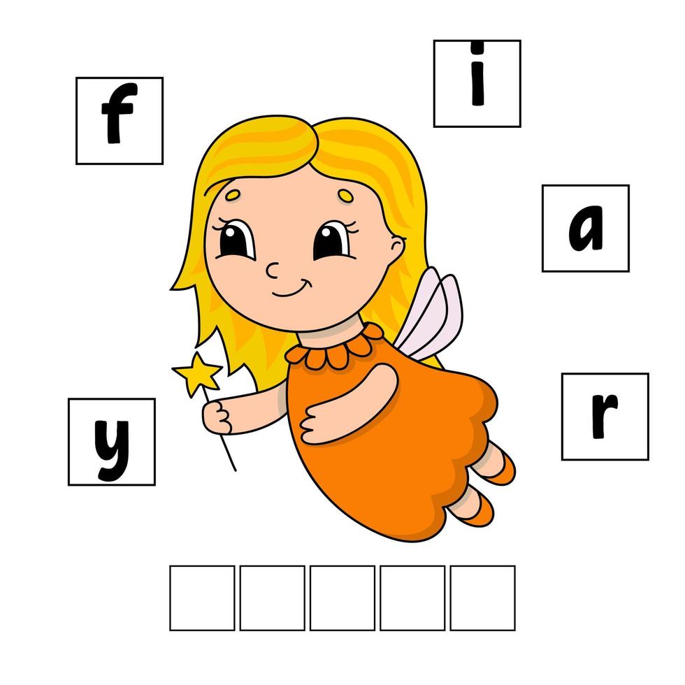 puzzle di parole. foglio di lavoro per lo sviluppo dell'istruzione. gioco di apprendimento per bambini. pagina delle attività. puzzle per bambini. indovinello per la scuola materna. semplice illustrazione vettoriale piatto isolato in stile cartone animato carino.