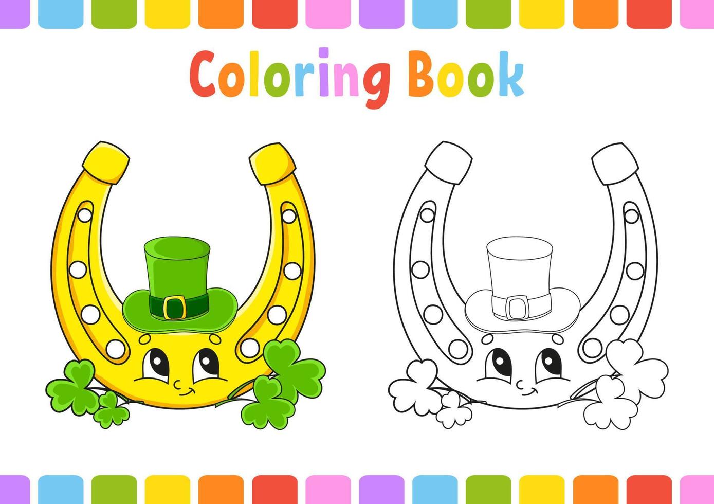 libro da colorare per bambini. ns. giorno di patrizio. personaggio dei cartoni animati. illustrazione vettoriale. pagina di fantasia per bambini. sagoma di contorno nero. isolato su sfondo bianco. vettore