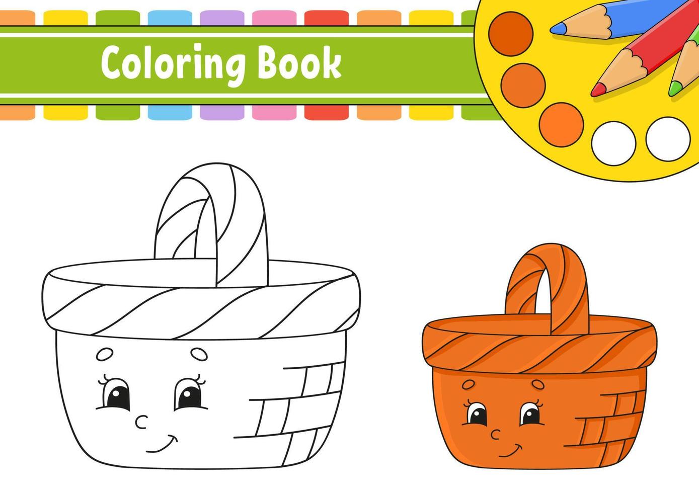 libro da colorare per bambini. carattere allegro. illustrazione vettoriale. stile cartone animato carino. disegnato a mano. pagina di fantasia per bambini. isolato su sfondo bianco. vettore