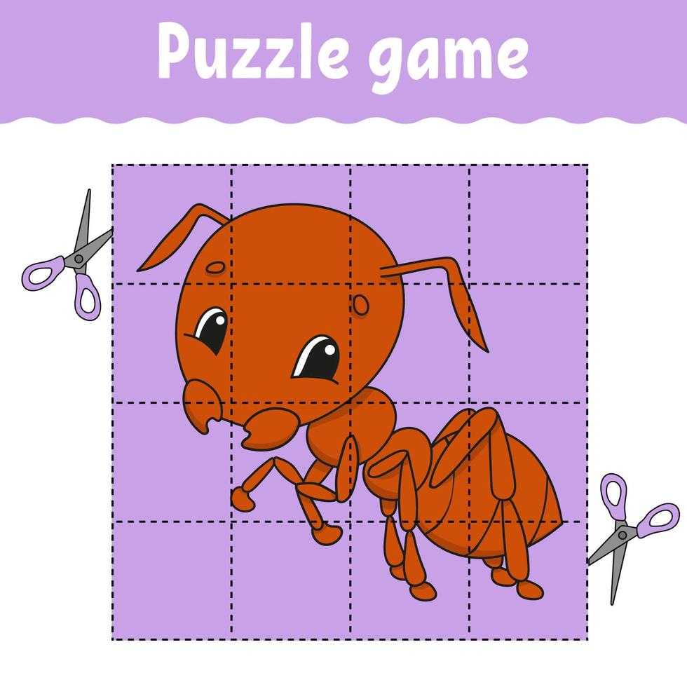 gioco di puzzle per bambini. foglio di lavoro per lo sviluppo dell'istruzione. gioco di apprendimento per i bambini. pagina delle attività. per bambino. indovinello per la scuola materna. semplice illustrazione vettoriale piatto isolato in stile cartone animato carino.