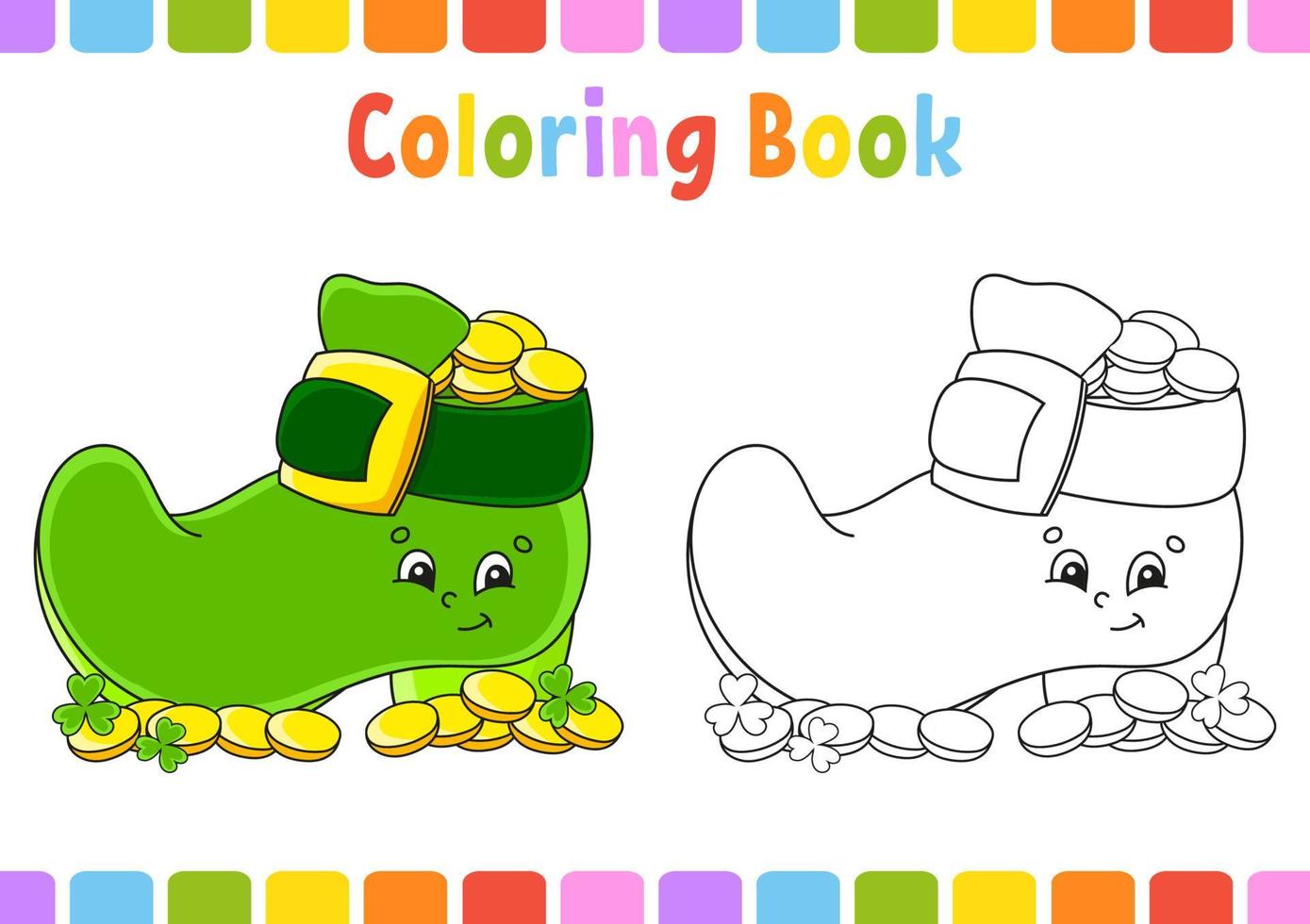 libro da colorare per bambini. ns. giorno di patrizio. personaggio dei cartoni animati. illustrazione vettoriale. pagina di fantasia per bambini. sagoma di contorno nero. isolato su sfondo bianco. vettore