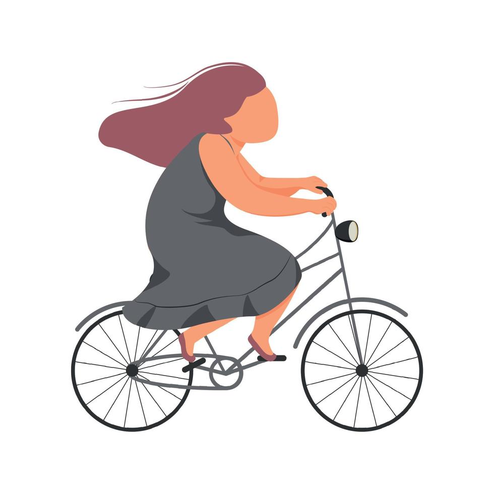 donna in bicicletta composizione vettore