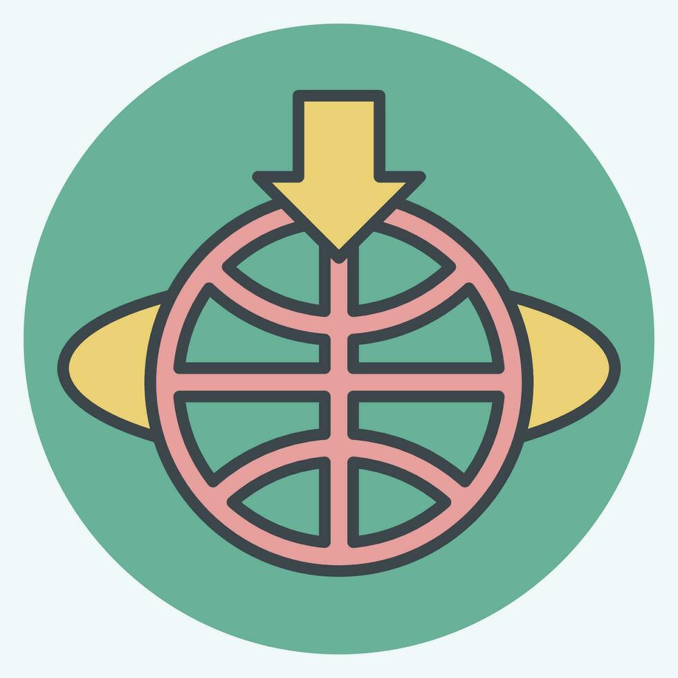 icona geostazionario orbita. relazionato per satellitare simbolo. colore compagno stile. semplice design modificabile. semplice illustrazione vettore