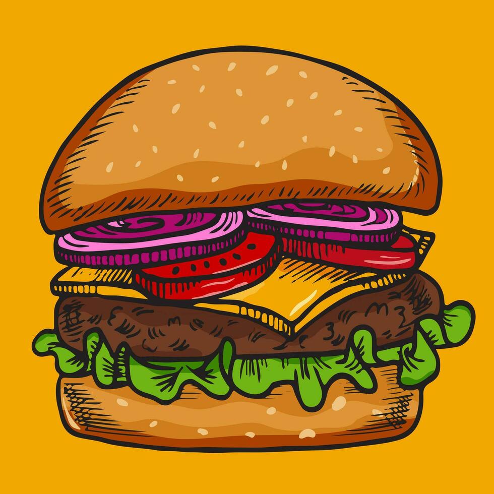 hamburger mano disegnato vettore