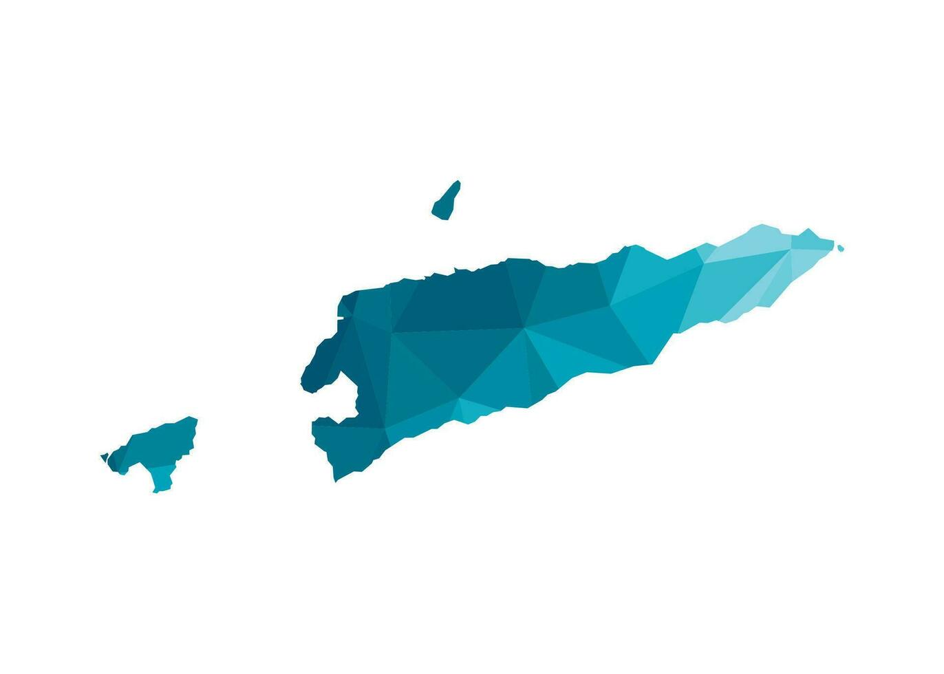 vettore isolato illustrazione icona con semplificato blu silhouette di est timor, timor leste carta geografica. poligonale geometrico stile, triangolare forme. bianca sfondo.