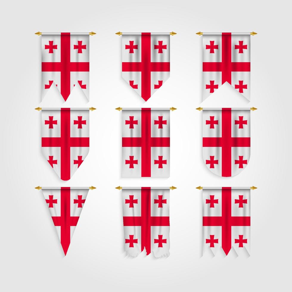 bandiera della georgia in diverse forme, bandiera della georgia in varie forme vettore
