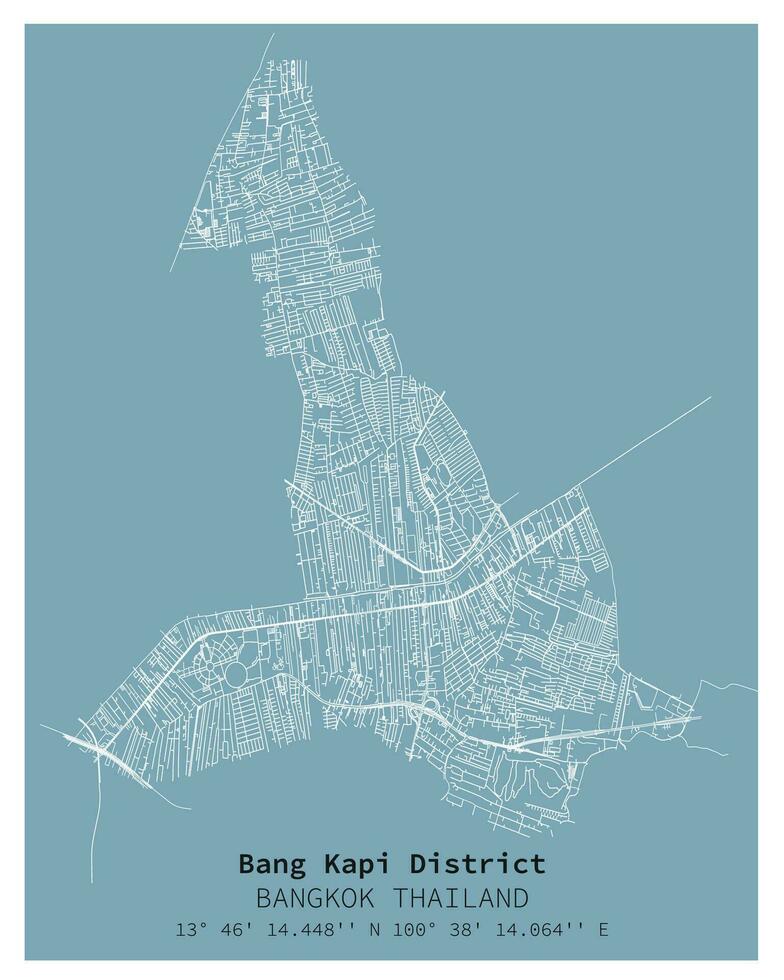 strada carta geografica di scoppio kapi quartiere Bangkok, Tailandia vettore