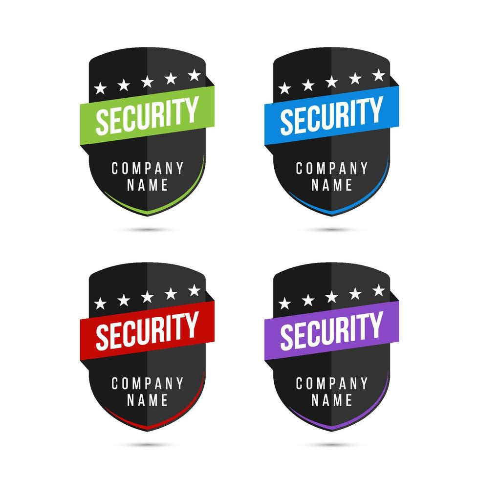 modello di progettazione scudo logo aziendale di sicurezza. illustrazione di vettore del distintivo di certificazione di formazione aziendale.