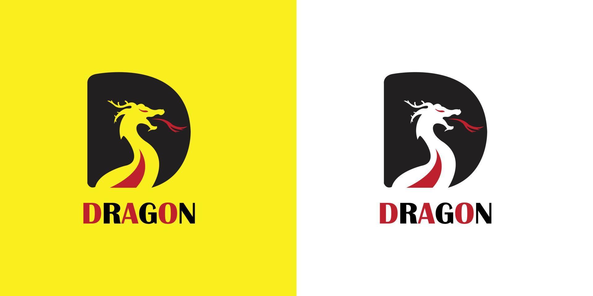 lettera d e logo del drago vettore
