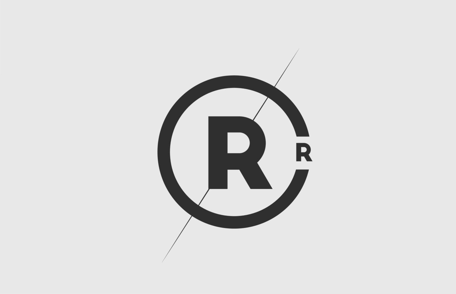 nero bianco alfabeto r lettera logo icona. design semplice di linee e cerchi per aziende aziendali vettore