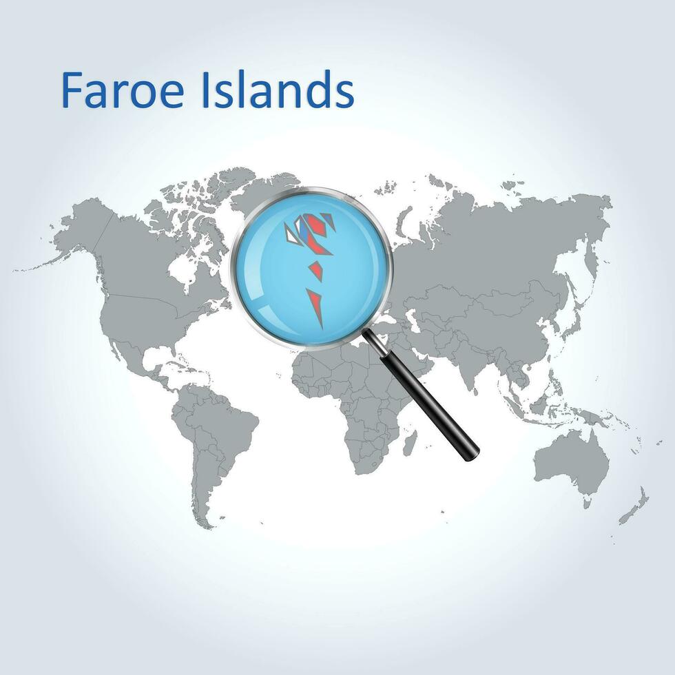 ingrandita carta geografica Faroe isole con il bandiera di Faroe isole allargamento di mappe, vettore arte
