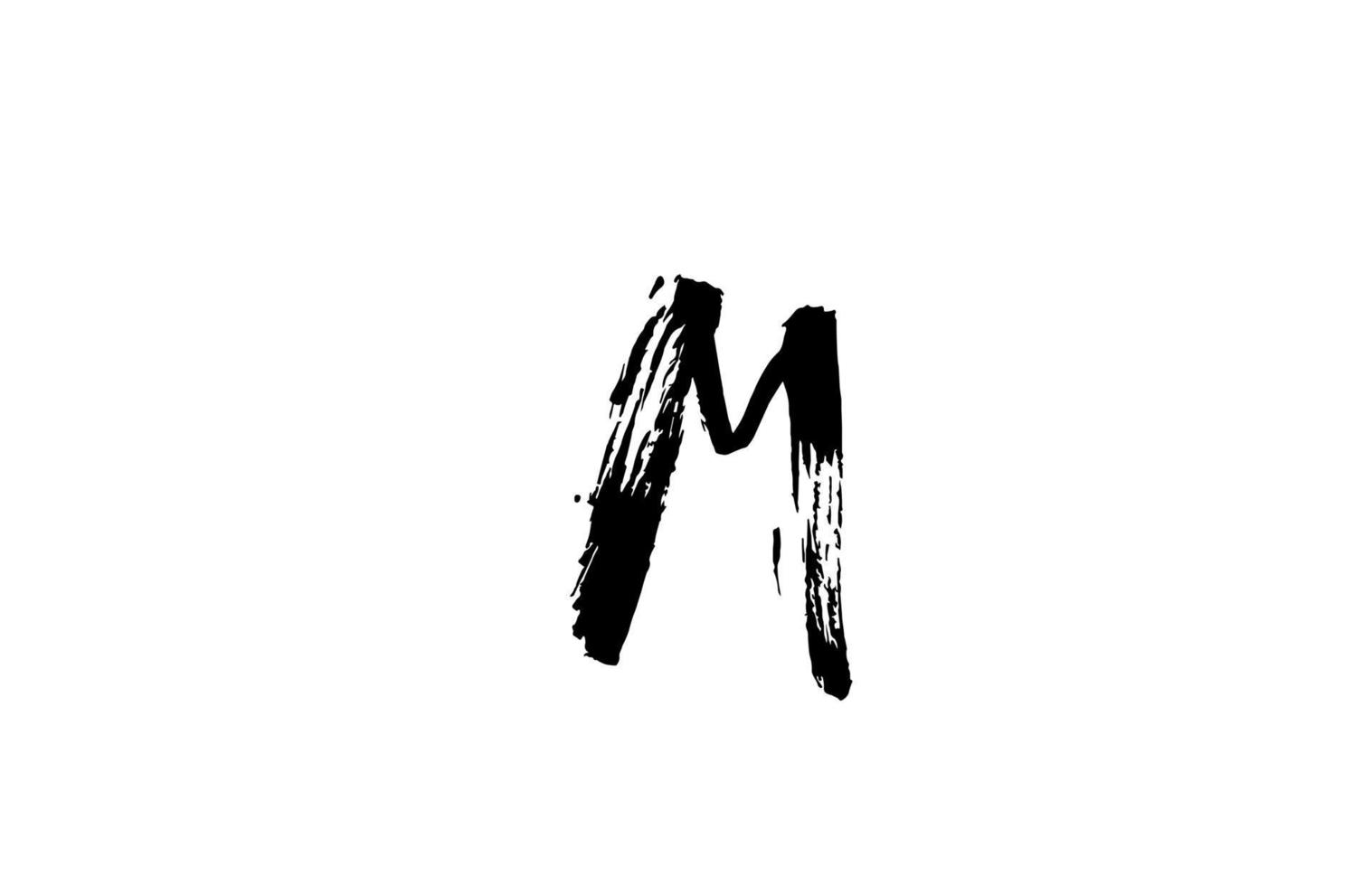 icona del logo della lettera dell'alfabeto del grunge m. disegno vintage scritto a mano. colore bianco e nero per azienda e business vettore