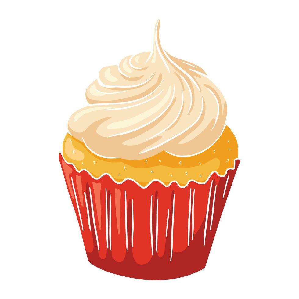 cupcake alla zucca. illustrazione di cibo del ringraziamento. piatto di zucca per le vacanze autunnali per la decorazione di adesivi, invito, raccolto, logo, ricetta, menu e biglietti di auguri vettore