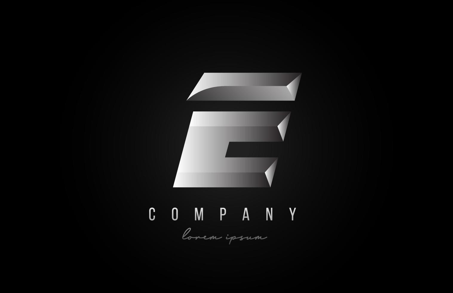 icona del logo della lettera e dell'alfabeto in colore grigio argento. design creativo per aziende e aziende con styling 3d vettore