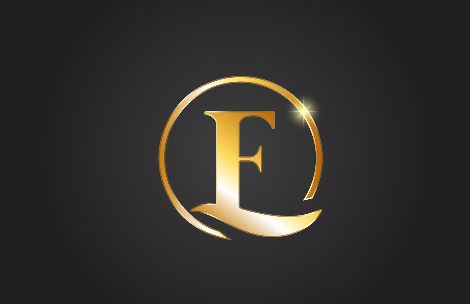 icona del logo della lettera dell'alfabeto dorato e in colore giallo e nero. design semplice e creativo del cerchio d'oro per affari e società vettore
