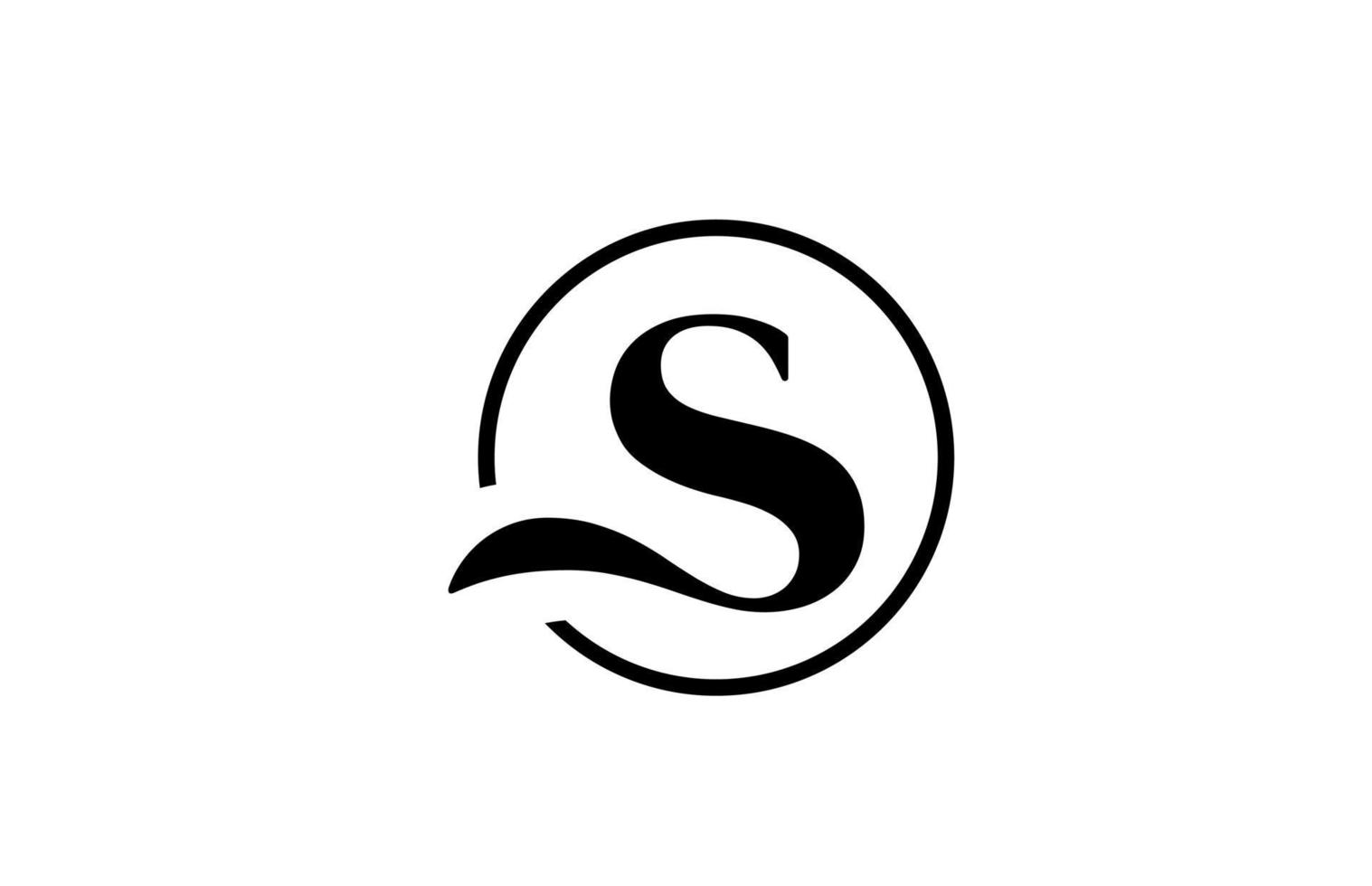 s alfabeto lettera logo icona in un semplice colore bianco e nero. design elegante e creativo del cerchio per affari e società vettore
