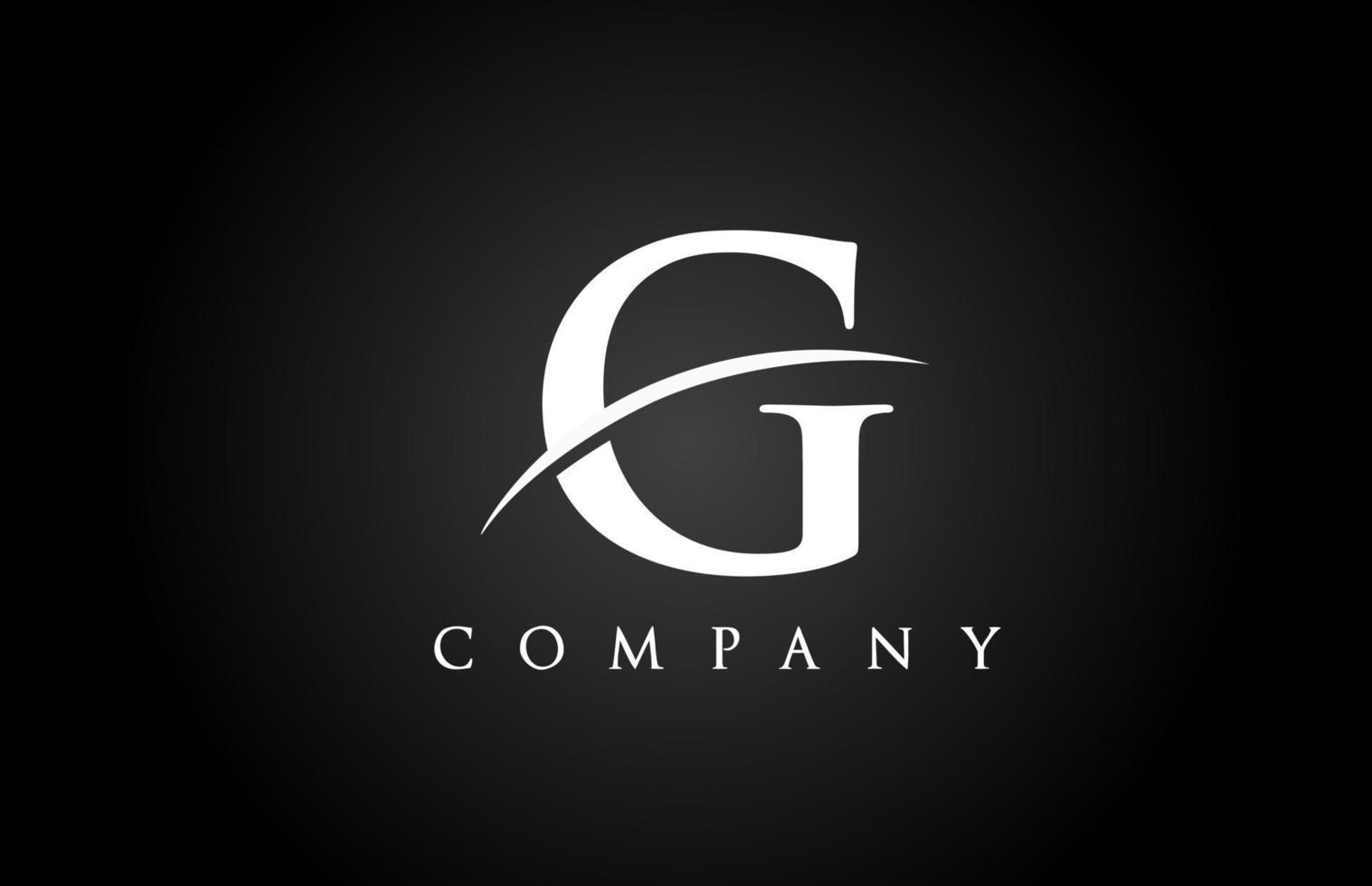 icona del logo della lettera dell'alfabeto g nero bianco per l'azienda. semplice design swoosh per aziende e affari vettore