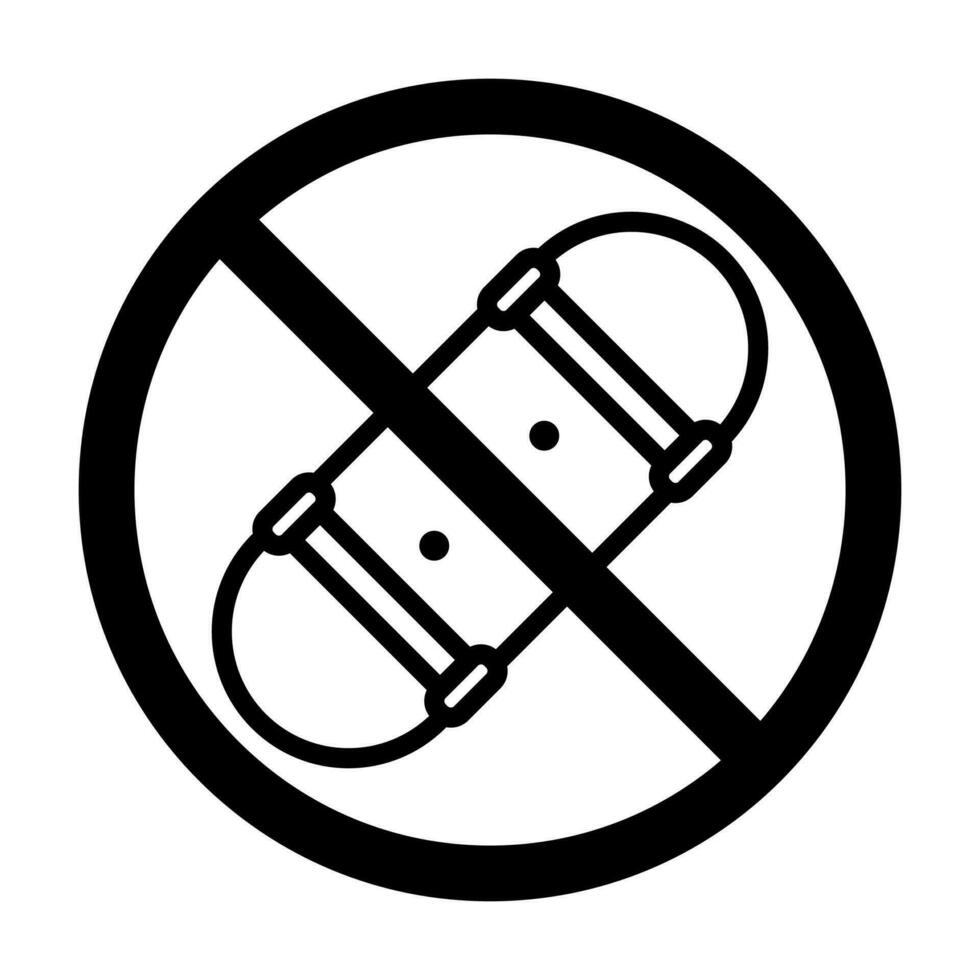vettore nero linea icona andare con lo skateboard è Proibito isolato su bianca sfondo