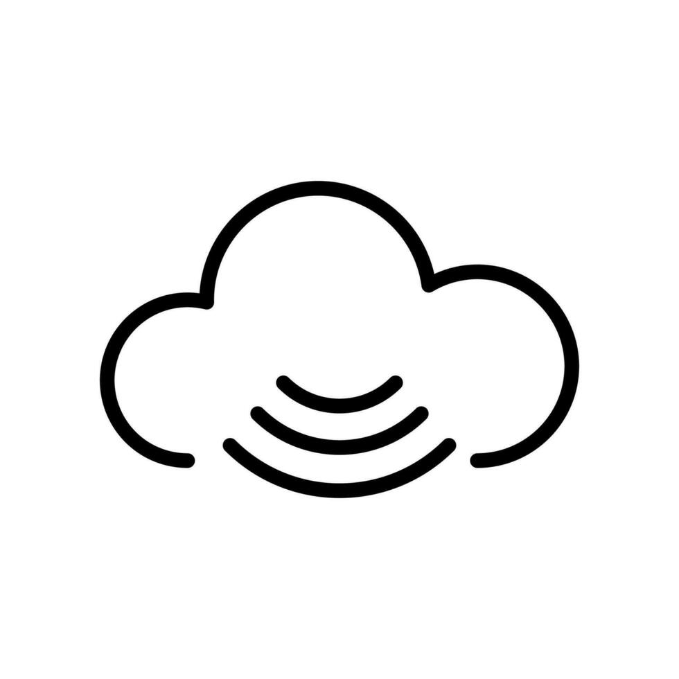 vettore nero linea icona senza fili nube isolato su bianca sfondo