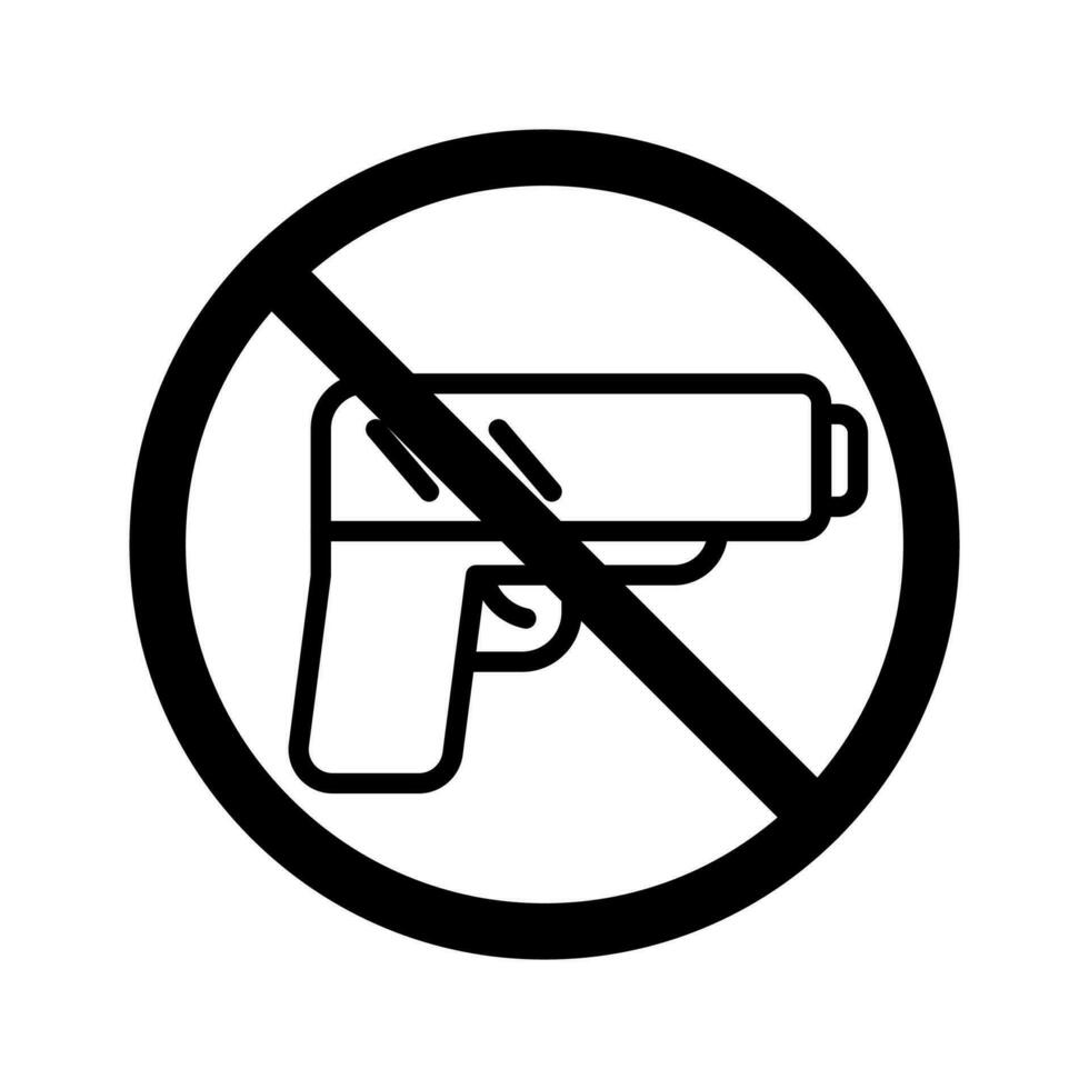 vettore nero linea icona proibito per sparare isolato su bianca sfondo